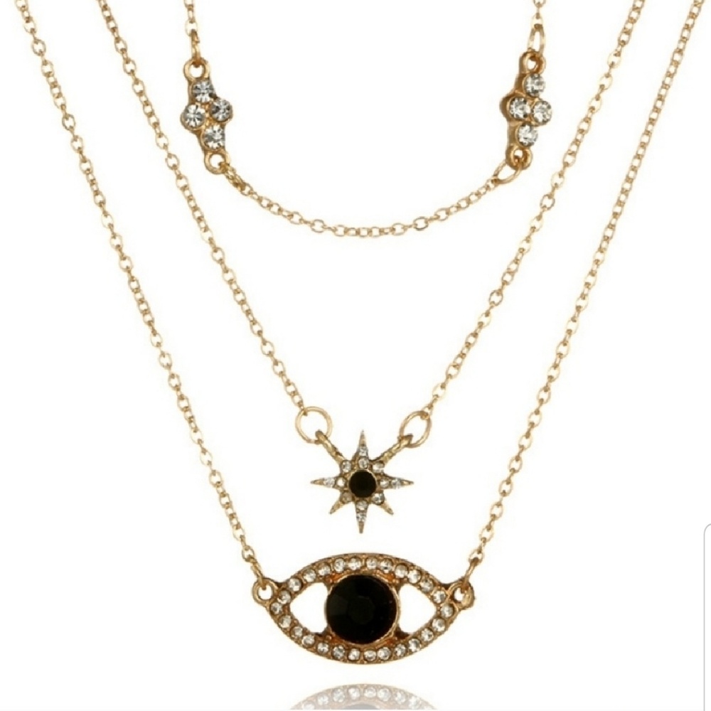Layered evil eye necklace